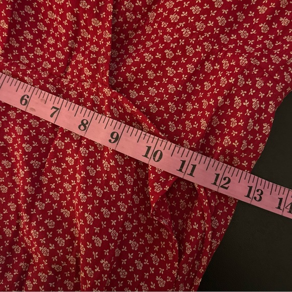 Reformation Royce Wrap Dress Red Midi Ditsy Floral Tie Sleeves size M - Picture 8 of 10